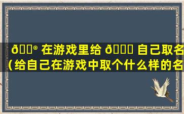 💮 在游戏里给 🕊 自己取名字（给自己在游戏中取个什么样的名字好）